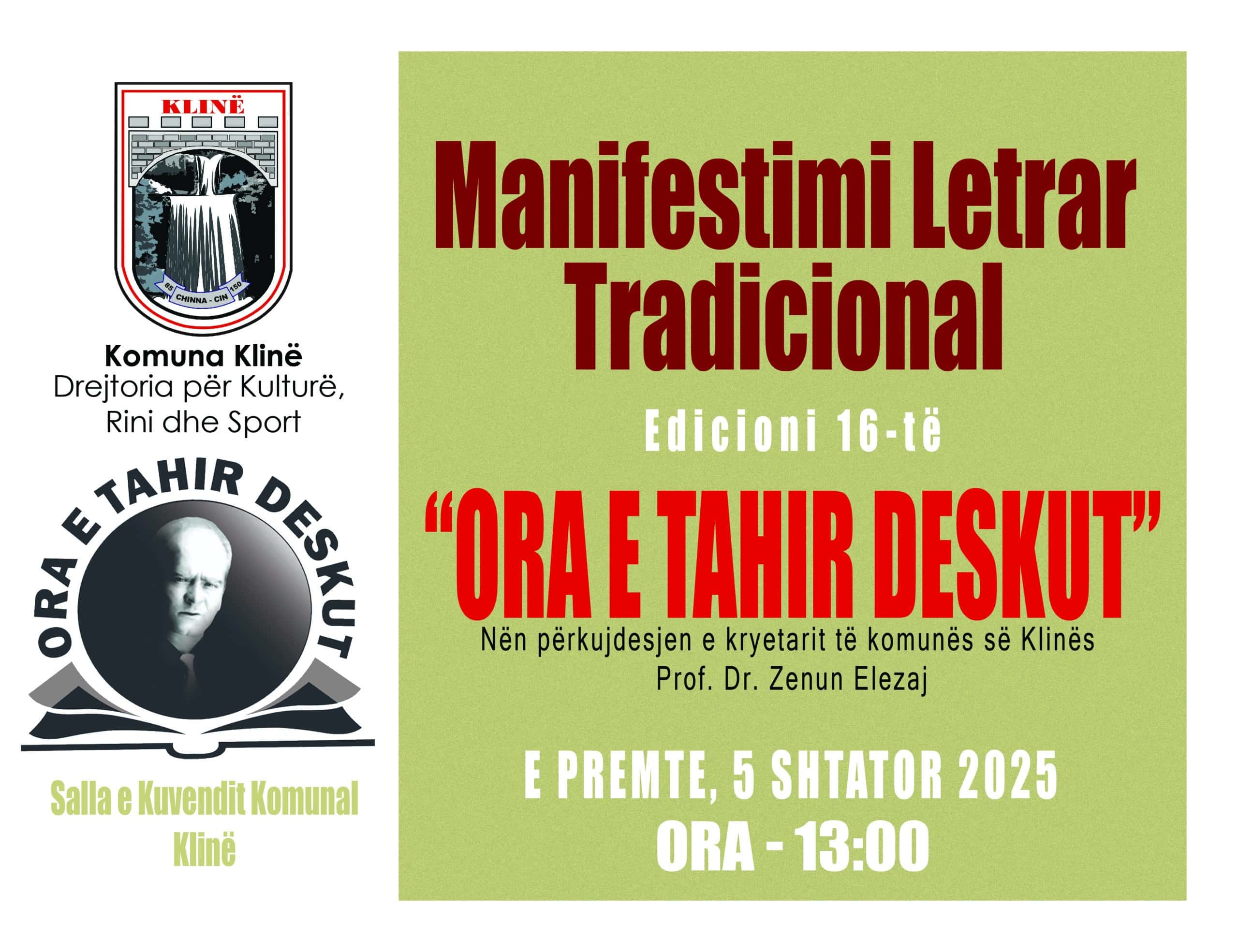 FTESË-Manifestimi Letrar Tradicional “Ora e Tahir Deskut”, edicioni i 16-të